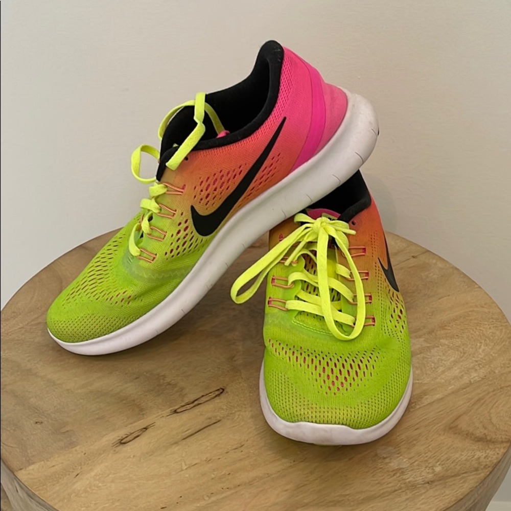 Neon Nike Free RN running sneakers Size 8